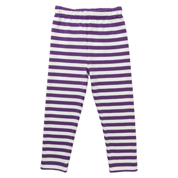 Straight Leggings -Purple/White Stripe