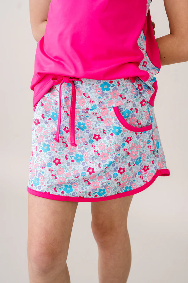 Tiffany Tennis Skort- Bloomberry Floral, Power Pink