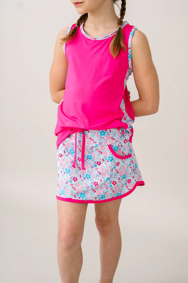 Tiffany Tennis Skort- Bloomberry Floral, Power Pink