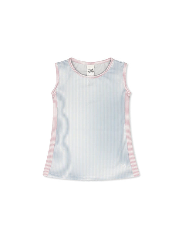 Maddy Tank- Cotton Candy Blue, Cotton Candy Pink Mini Stripe