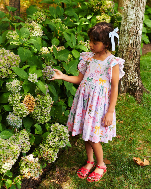 Elsie Dress - Lavender Watercolor Bows