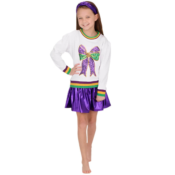 Holly Sequin Bow Shirt- Mardi Gras