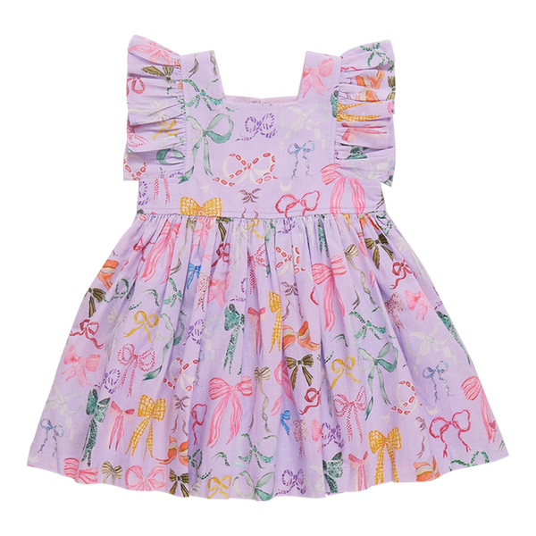 Elsie Dress - Lavender Watercolor Bows