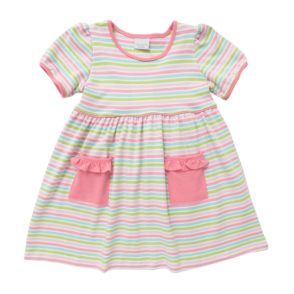 Popover Ruffle Dress- Multi Stripe