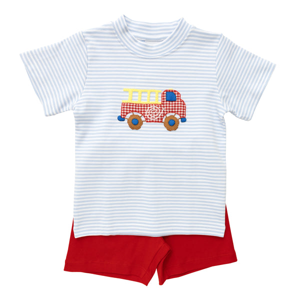 Fire Truck W/ Checks Short Set