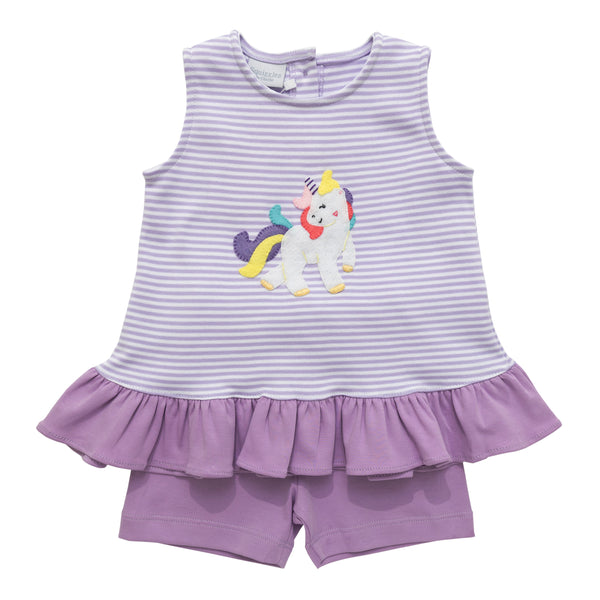 Unicorn Prance Ruffle Short Set