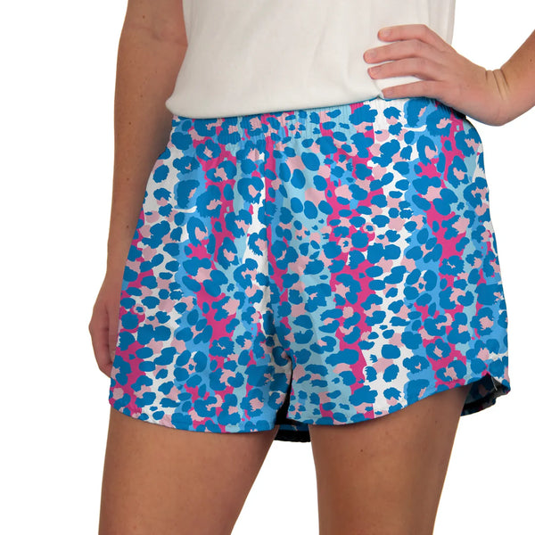 Steph Print Short- Blue & Pink Leopard