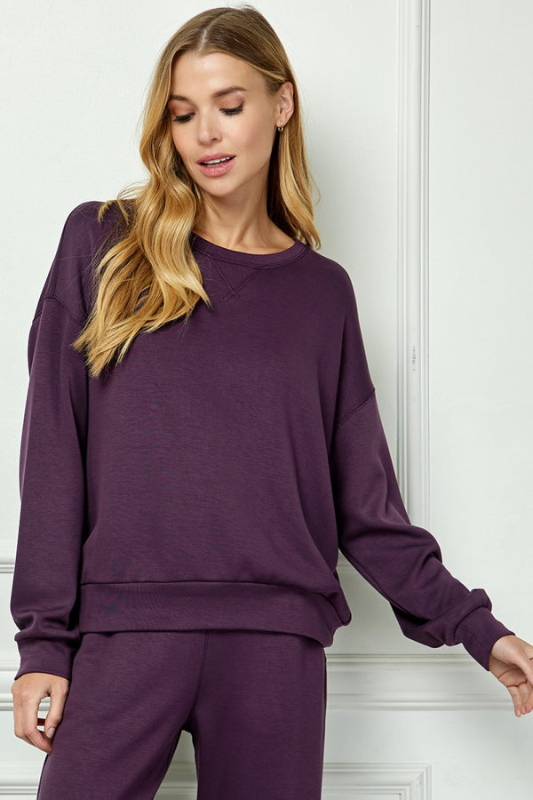 Soft Lounge Pants Set- Plum