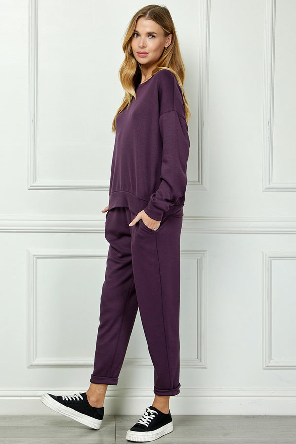 Soft Lounge Pants Set- Plum