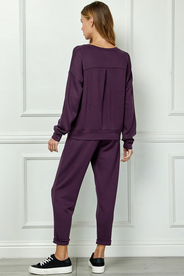 Soft Lounge Pants Set- Plum