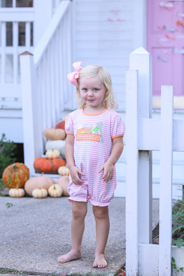 Halloween Wagon Romper- Pink