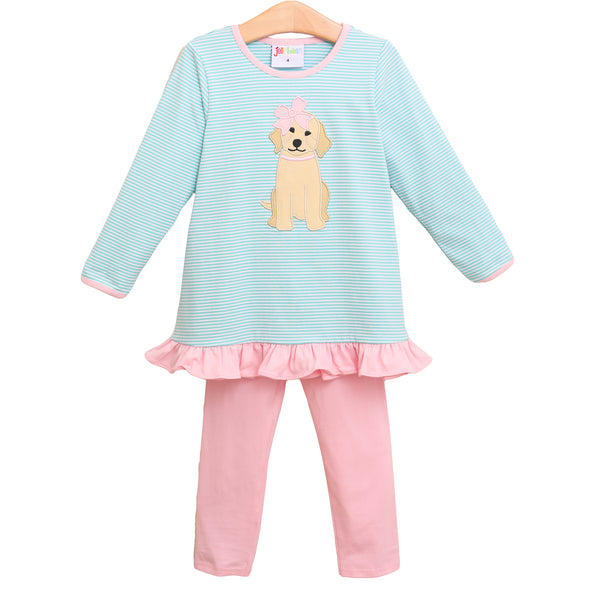 Puppy Ruffle Pants Set