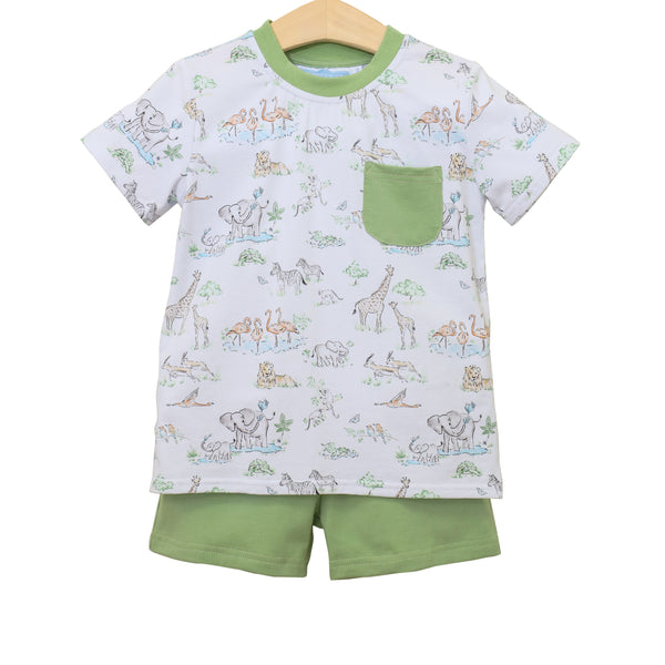 Safari Animals Pocket Short Set