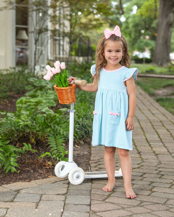 Lucy Dress- Mint Stripe/Light Pink