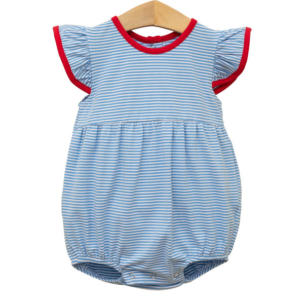 Lucy Bubble- Cornflower Stripe/Red