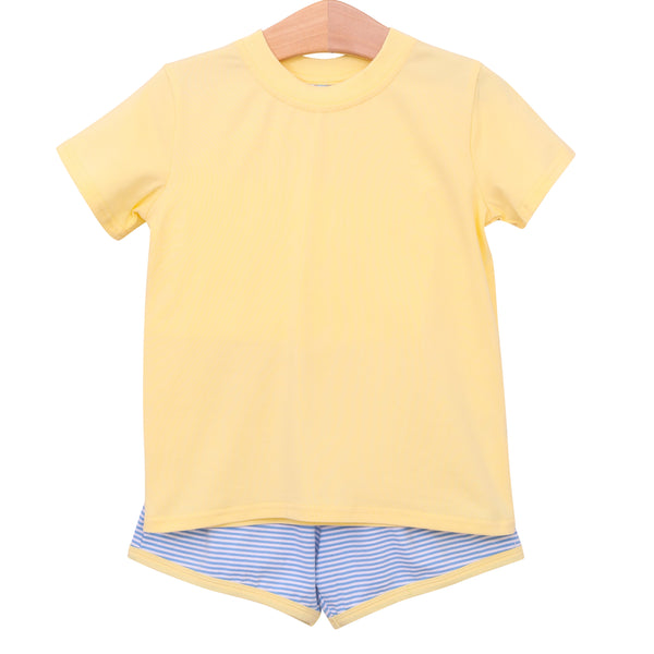 Thomas Short Set- Cornflower Stripe/Yellow