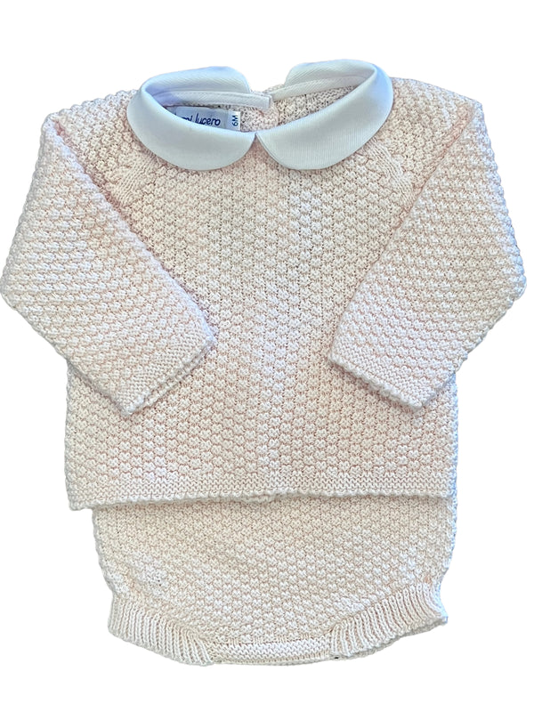 Diaper Set W/ Rice Stitch- Pink