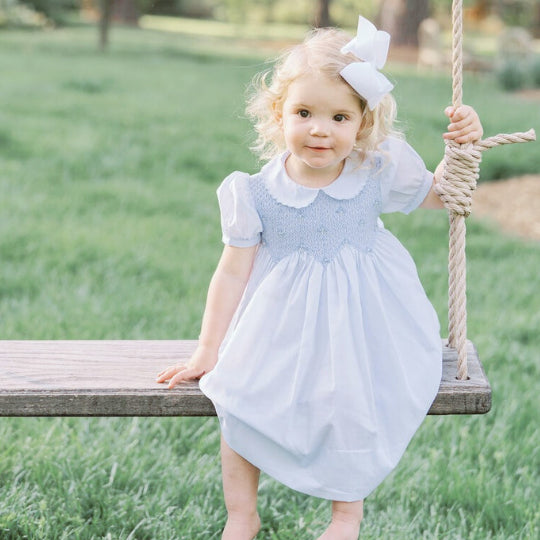 Scalloped Pearl Smocked Dress