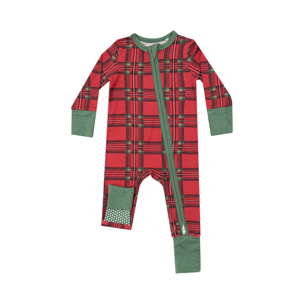 Vintage Holiday Plaid- 2 Way Zipper Romper