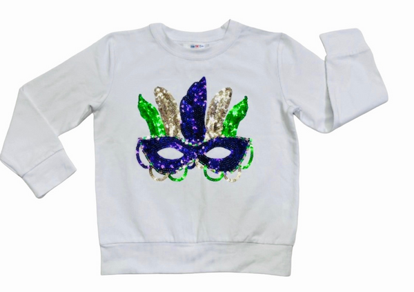 Sequin Mardi Gras Mask Shirt