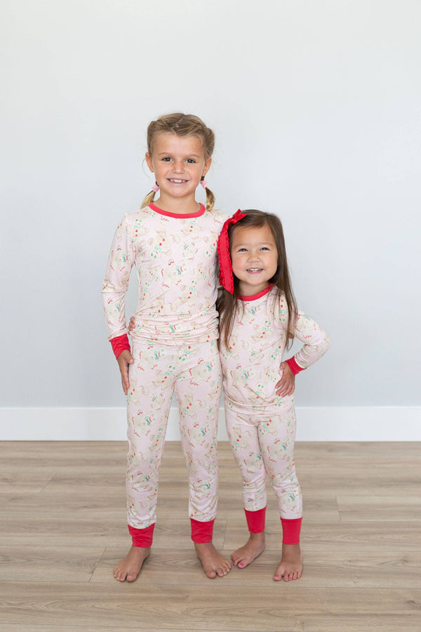 Pink Gingerbread Two Piece Pajama Pants Set