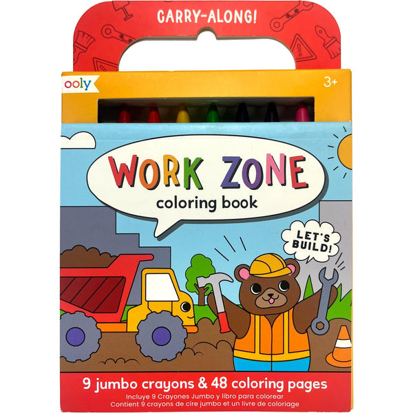 Carry Along! Coloring Book and Crayon Set - Work Zone - Set of 9 Crayons