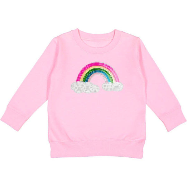 Rainbow Sequin Patch Sweatshirt- Pink