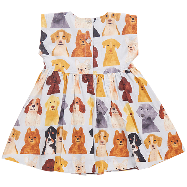 Adaline Dress - Light Blue Watercolor Dogs