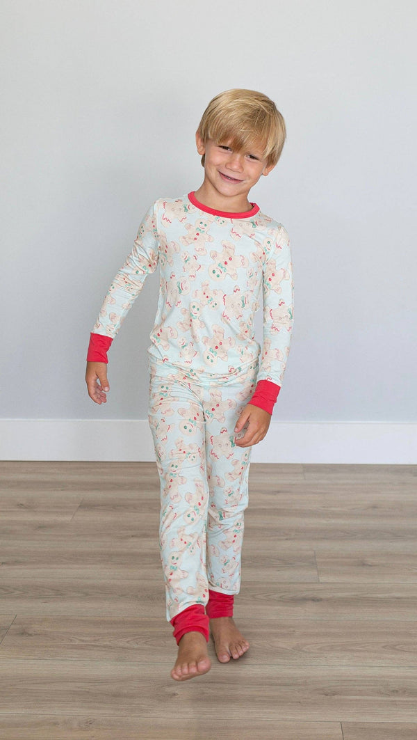 Blue Gingerbread Two Piece Pajama Pants Set