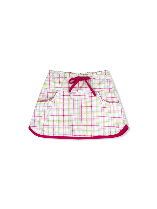 Tiffany Tennis Skort- Palm Island Windowpane, Power Pink