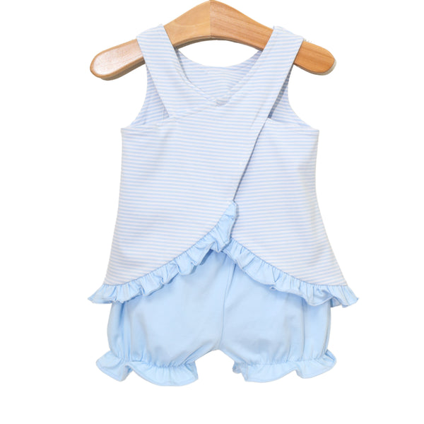 Swing Back Bloomer Set- Light Blue Stripe