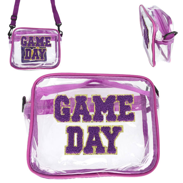 Game Day Clear Transparent Crossbody Bag : Purple