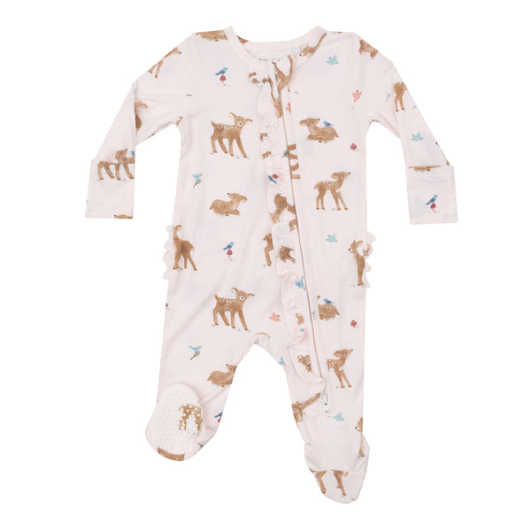 Soft Deer 2 Way Ruffle Zipper Footie