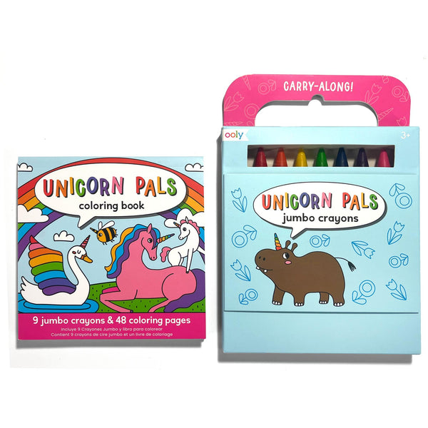 Carry Along! Coloring Book and Crayon Set - Unicorn Pals - Set of 9 Crayons