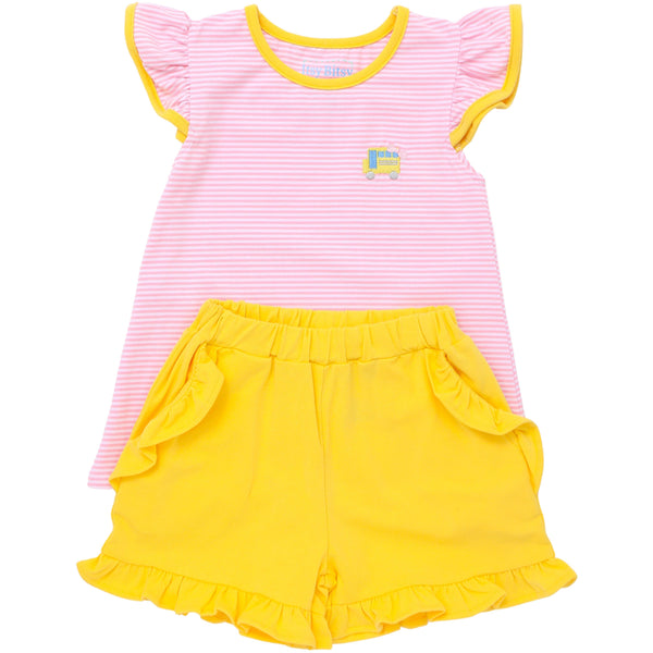 School Bus Ruffle Short Set