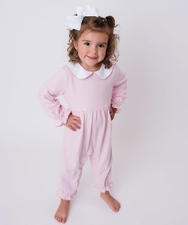 Charlotte Romper- Light Pink Stripe