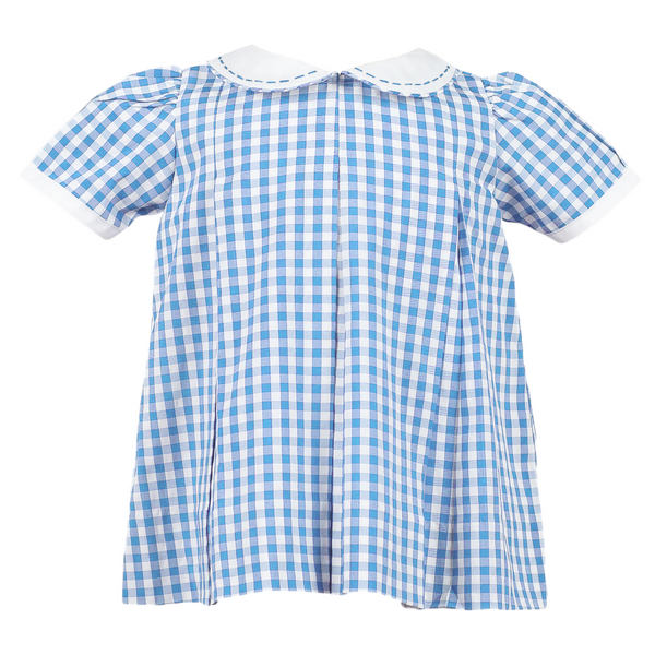 Blue Gingham Pleat Dress