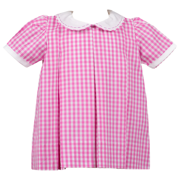 Pink Gingham Pleat Dress