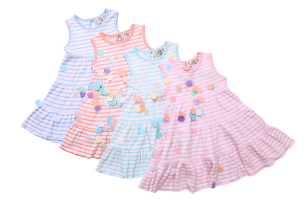 Tiered Dress- Light Pink Stripe