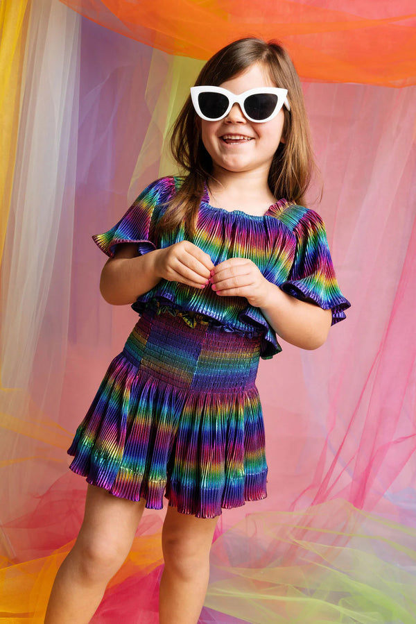 Rainbow Pleat Swing Shorts