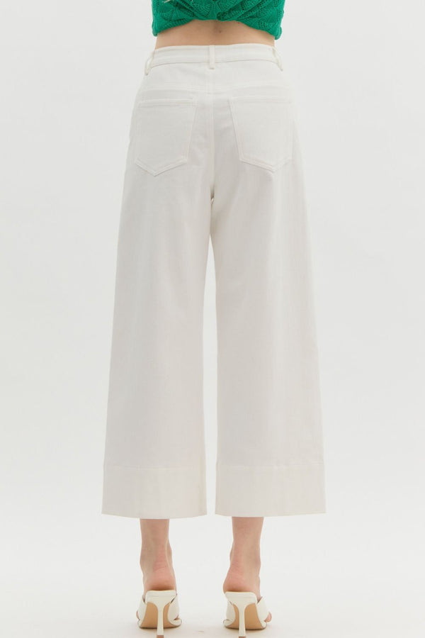 Solid Mid-Rise Pants- Off White