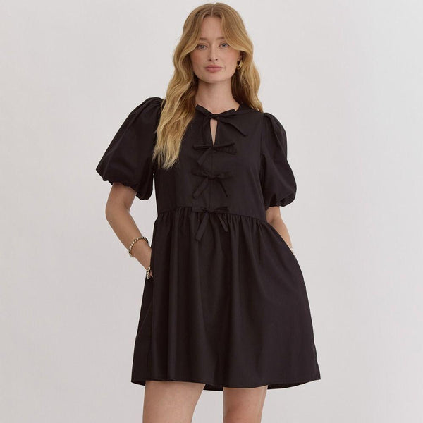 Bubble Sleeve Dress- Black