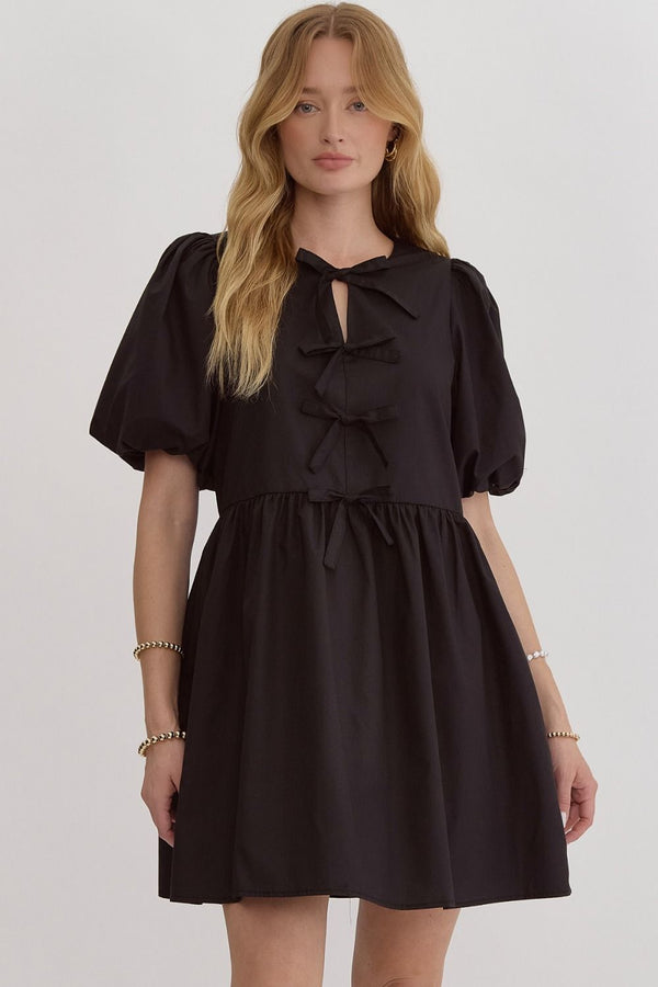 Bubble Sleeve Dress- Black