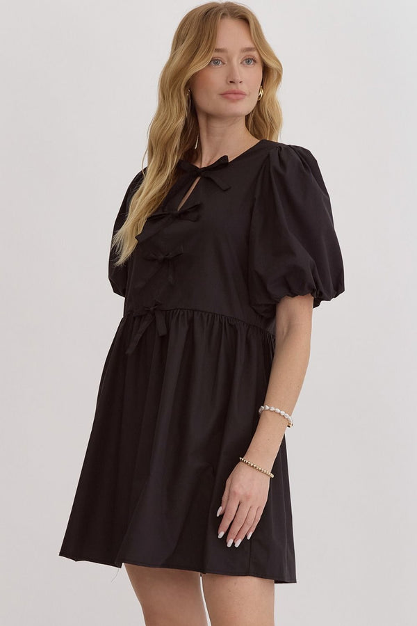 Bubble Sleeve Dress- Black