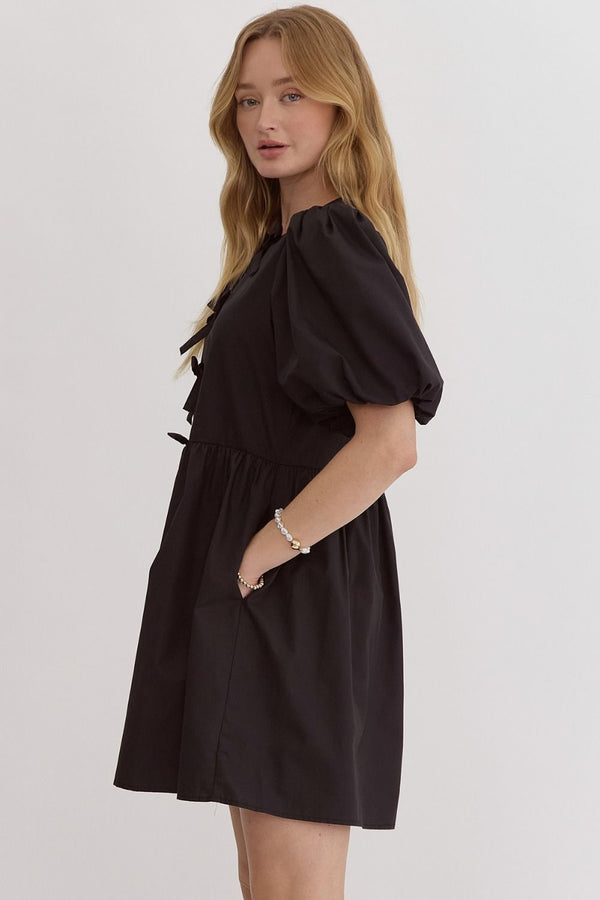 Bubble Sleeve Dress- Black