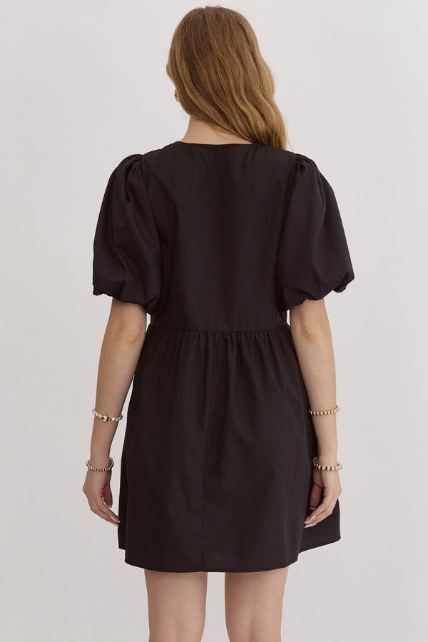 Bubble Sleeve Dress- Black