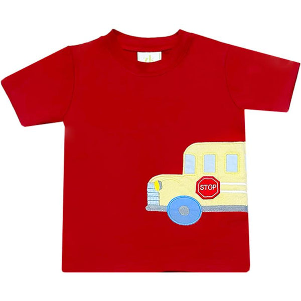 School Bus Play Tee- Red Knit