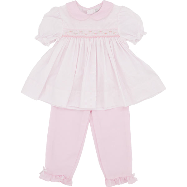 Pink Dot Smocked Pants Set