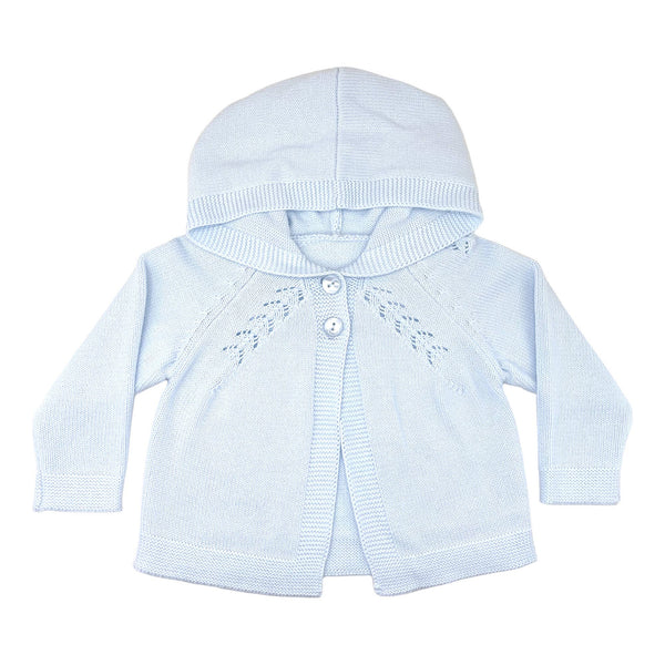 Hooded Lightweight Knit Cardigan Sweater- Blue