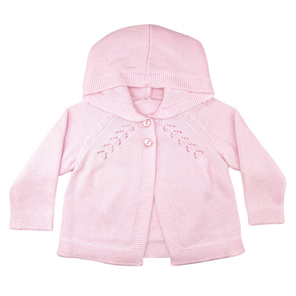 Hooded Lightweight Knit Cardigan Sweater- Pink